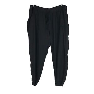 CASLON - WOMEN'S 22W -BLACK ELASTIC WAIST 100% LINEN JOGGER PULL-ON PANT